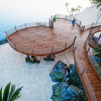 观景台SU栈道模型