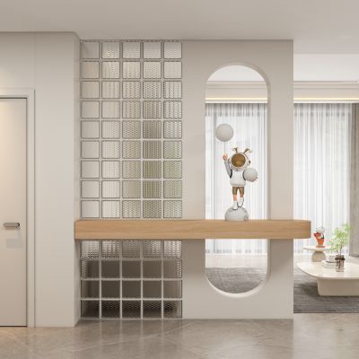 现代奶油风玄关隔断过道