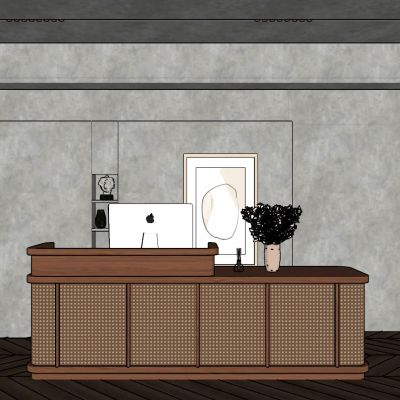 奶油 诧寂风 中古风 藤编 骨骼线 民宿 前台