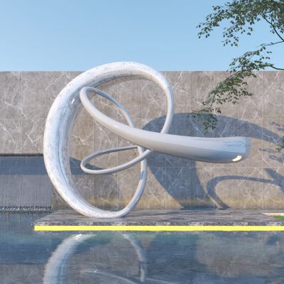 现代曲线水景雕塑模型