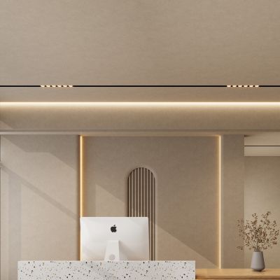 北欧 中古风 实木风 无主灯 灯带 破碎 民宿 前台