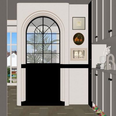 美式 奶油 中古风 拱形窗 鞋柜 入户端景 玄关