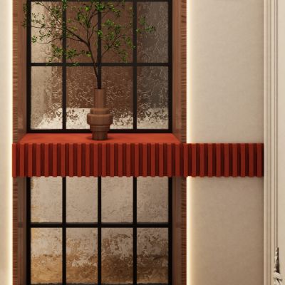 法式 奶油 中古风 夹丝玻璃 拱形 窗型 入户隔断 玄关