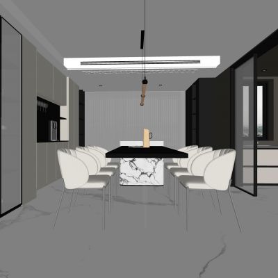 现代家居餐厅 餐桌椅组合 酒柜组合 饰品