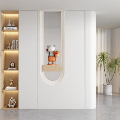 现代奶油风玄关柜隔断 过道