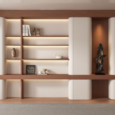 中古风侘寂风客厅 餐厅 茶室背景墙