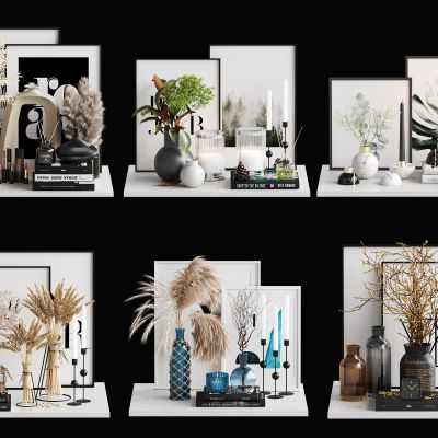 北欧原木风家居摆件 组合摆件 桌面摆件