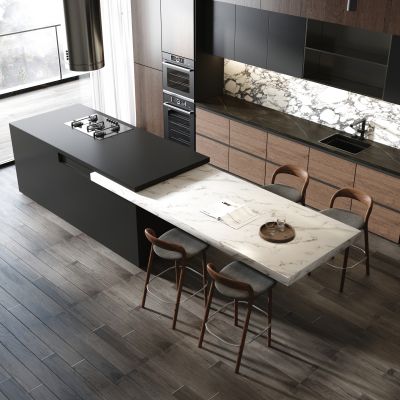 现代开放式厨房 开放式餐厅 中岛台 