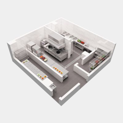 现代酒店厨房 酒店后厨 中央厨房