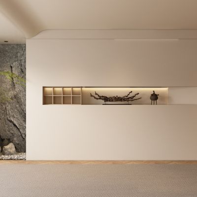 新中式侘寂客厅 餐厅 茶室背景墙