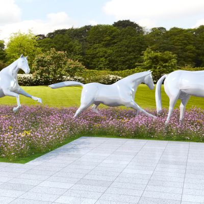 现代奔跑马雕塑小品