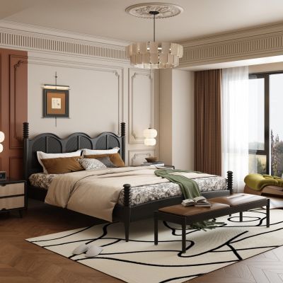法式复古风卧室 法式双人床 黑白卧室