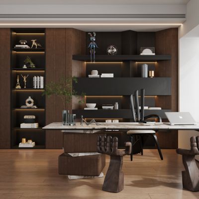 现代意式轻奢极简书房