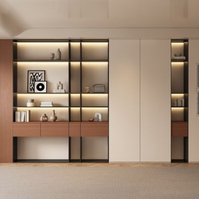 中古风侘寂风客厅 餐厅 茶室背景墙