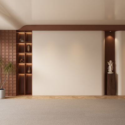 中古风侘寂风客厅 餐厅 茶室背景墙