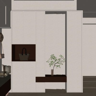 奶油 中古 诧寂风 斯卡帕叠级 骨骼线 入户隔断  玄关