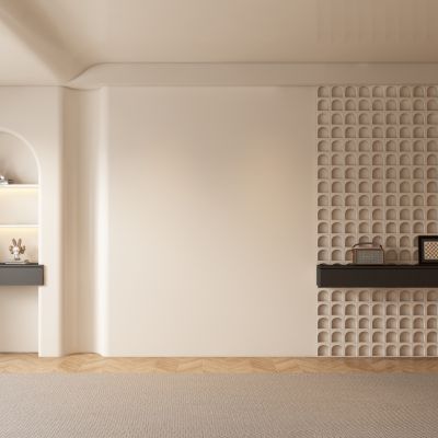 现代奶油风客厅 餐厅 茶室背景墙