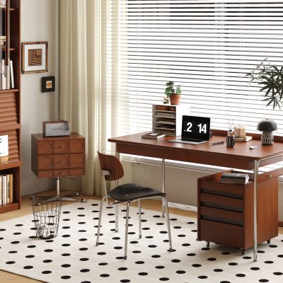  现代中古风书桌椅 边柜 中古风书房