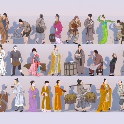 中式国风古装人物 人物剪影