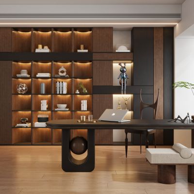 现代意式轻奢极简书房