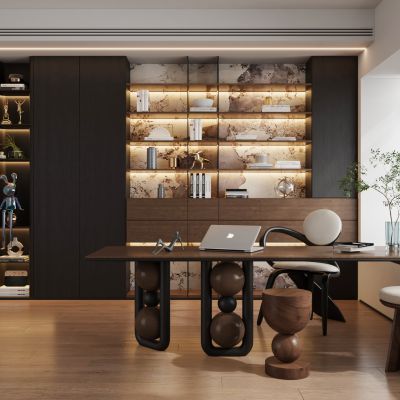 现代意式轻奢极简书房
