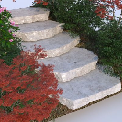 现代台阶汀步景石 自然石 青石板