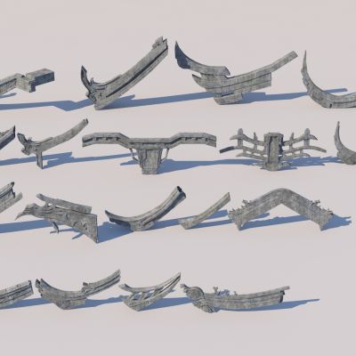 新中式屋檐 飞檐 屋脊 檐线组合