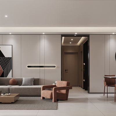 现代客厅餐厅 沙发 餐厅 酒柜 鞋柜 装饰画