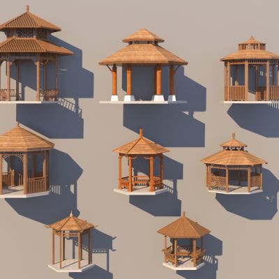 中式六角亭 八角亭 木凉亭组合