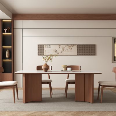 中古风新中式餐厅 餐桌椅