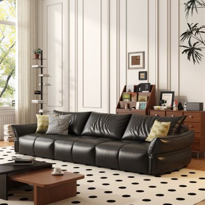 现代中古风三人位沙发 茶几 储物柜