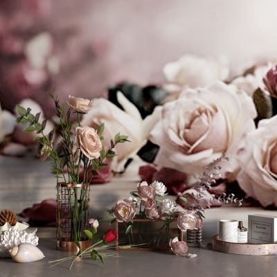 现代玫瑰花 花艺 海螺