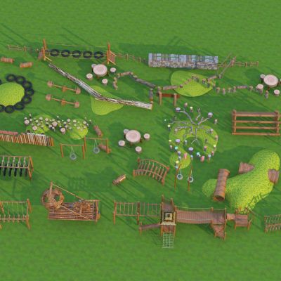 现代户外原木儿童运动器材 无动力健身器材