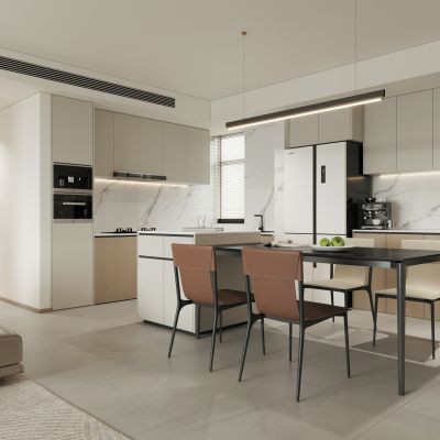 现代黑白简约客餐厅 大平层客餐厅 横厅