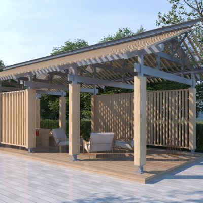 新中式休闲廊架 木廊架