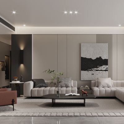 现代客厅餐厅沙发餐厅酒柜