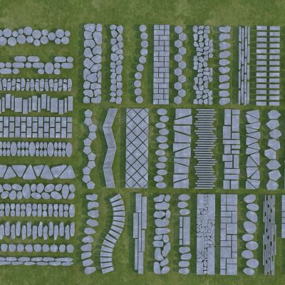 新中式汀步 碎石步道 