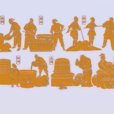 中式酿酒文化浮雕