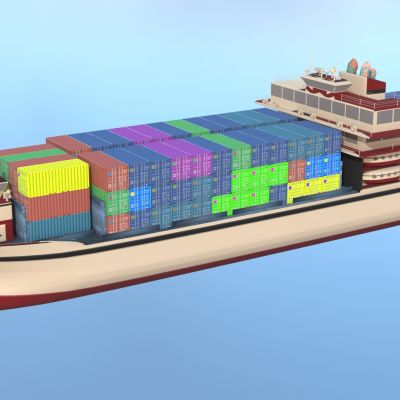 满载集装箱货物的货轮轮船运输船远航远洋货轮