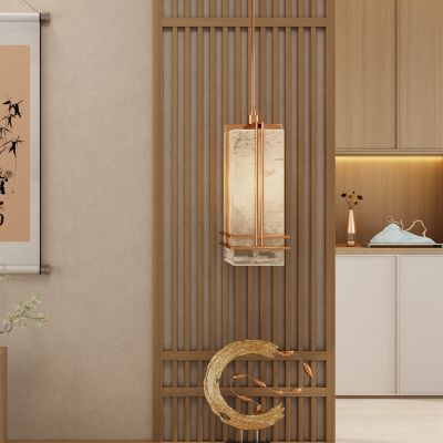 新中式 轻奢 中古风 实木格栅 入户隔断 玄关