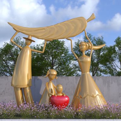 现代亲子雕塑小品 一家人家庭雕塑