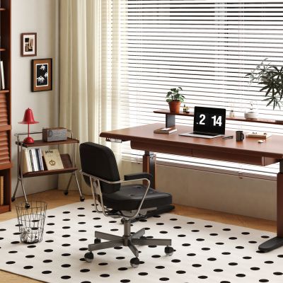 现代中古风升降书桌椅 升降办公桌 升降工作台