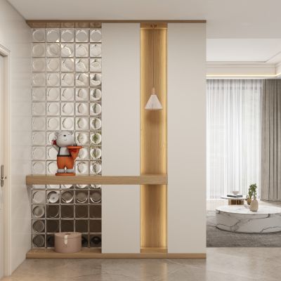 现代奶油风玄关隔断过道