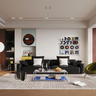 现代巴豪斯客厅 孟菲斯客厅 横厅 大平层