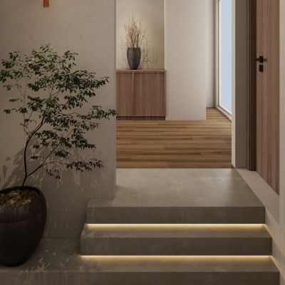 新中式 诧寂风 禅意 宫灯 花瓶 入户隔断 玄关