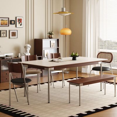 现代中古风餐桌椅 条桌 条形餐桌