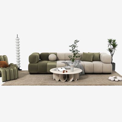 奶油风沙发茶几组合