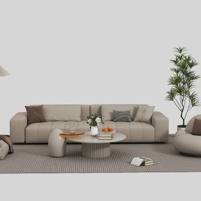 现代奶油风沙发茶几组合