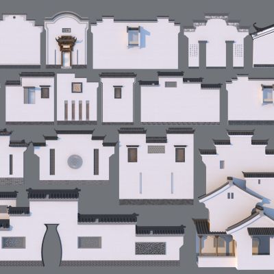 中式徽派建筑围墙