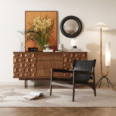 侘寂风玄关边柜 端景柜 单人椅